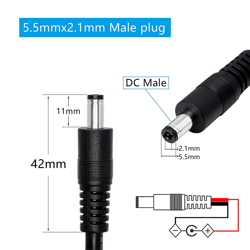 5.5MM x 2.1MM DC Plug Wire